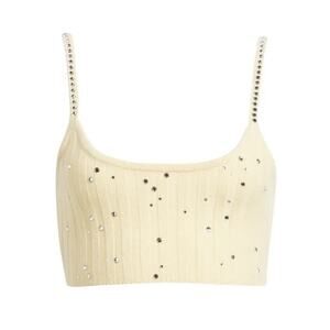 Loveshackfancy Celmira Cashmere Wool Rhinestone Rib Knit Crop Top XL